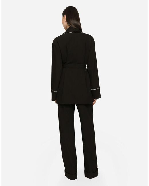 Dolce & Gabbana Black Kim Woolen Pajama Shirt With Belt