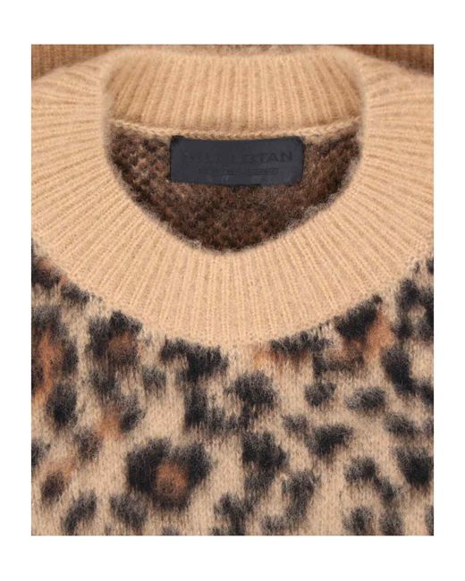 Nili Lotan Brown Leopard Printed Brushed Sweater