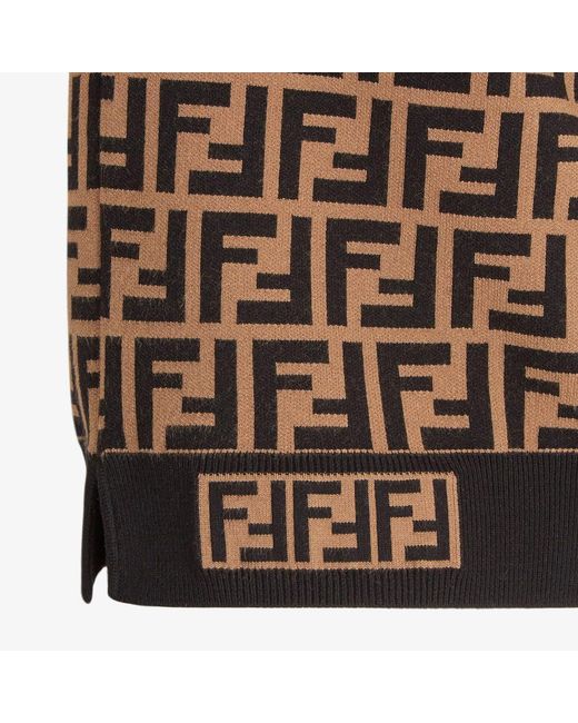 Fendi Brown Fabric Ff Motif Jumper
