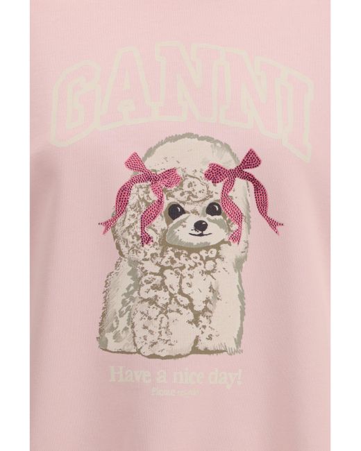 Ganni Pink Poodle Sweatshirt