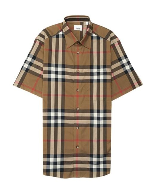 Burberry Metallic Regular Fit Check Stretch Cotton Poplin Shirt for men