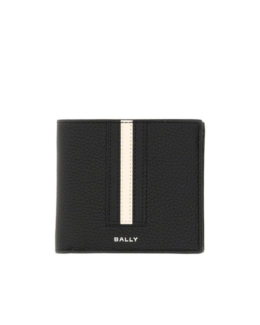 Bally Black Ribbon Logo Detailed Bi-Fold Wallet for men