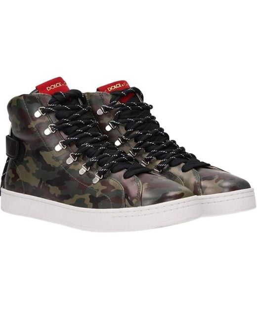 Dolce & Gabbana Brown Camouflage Lace-Up Casual Sneakers for men