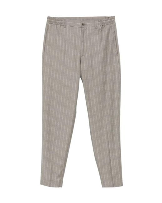 Tagliatore Gray Pinstriped Casual Pants for men