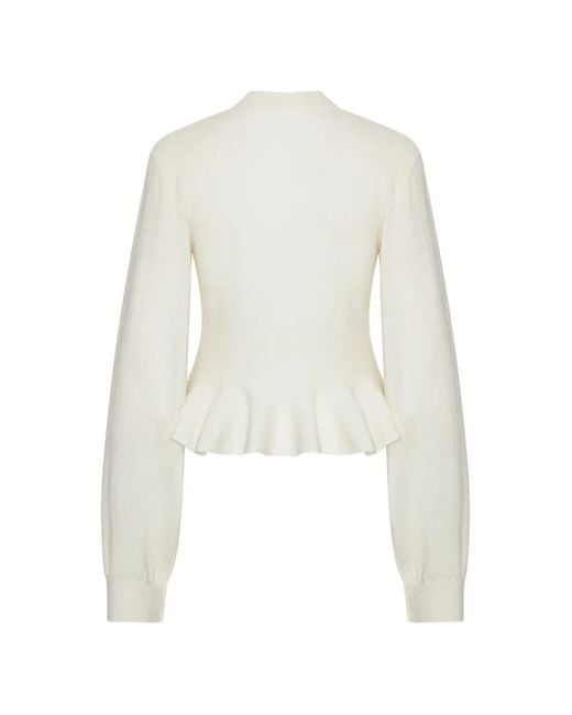 ROTATE BIRGER CHRISTENSEN White Logo-Embroidered Knit Cardigan
