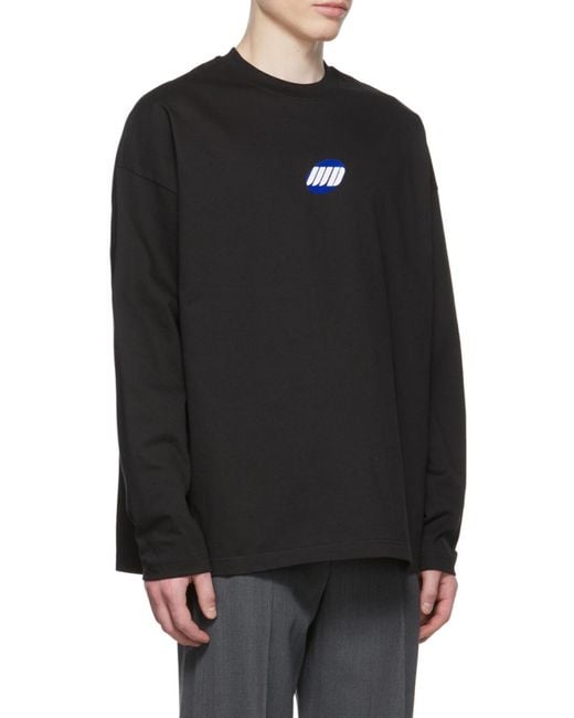 we11done Black Logo-Print Cotton Sweater for men