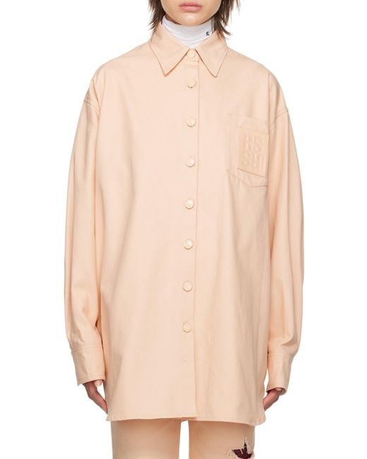 Raf Simons Pink Logo-Patch Oversized Shirt
