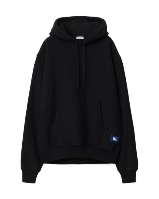 Burberry Black Kangaroo-Pouched Drawstring Hoodie for men