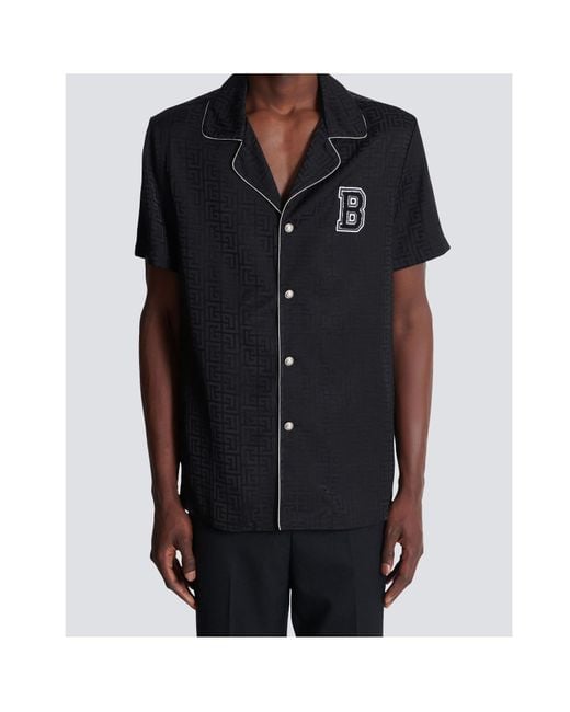 Balmain Black Varsity Pyjama Shirt for men
