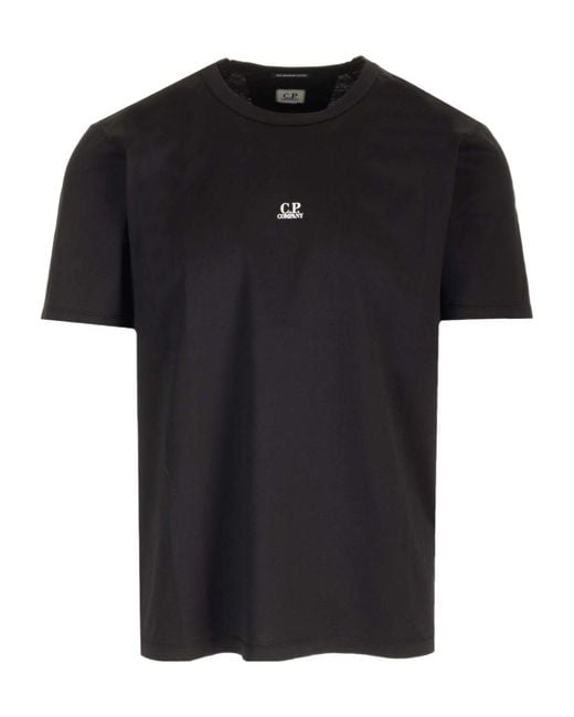 C P Company Black Logo Printed Crewneck T-Shirt for men