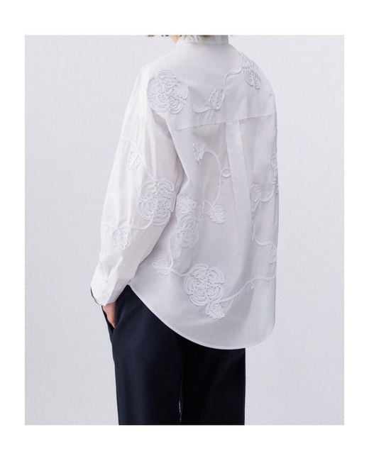 Liu Jo White Floral Embroidered Button-Up Shirt