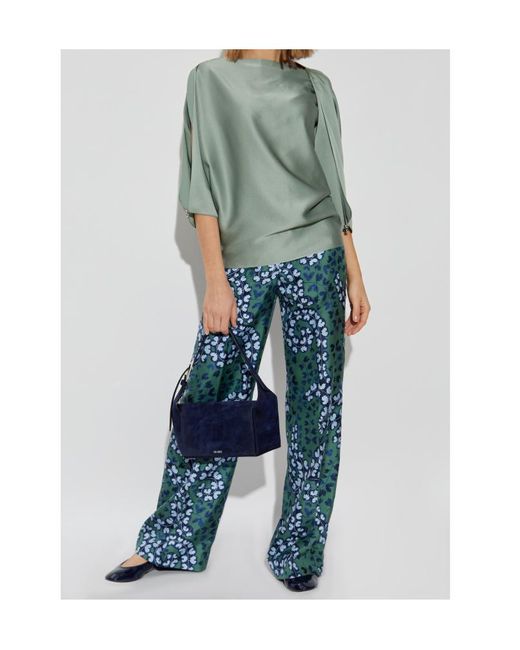 Lanvin Blue Satin Pleated Trousers