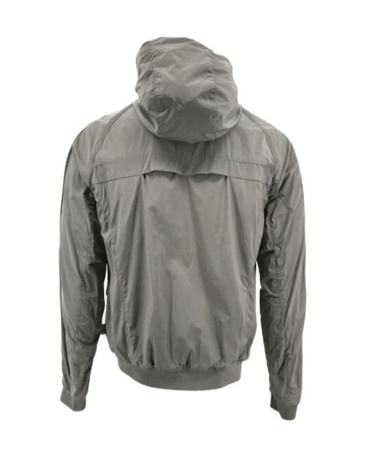Armani Collezioni Gray Long-Sleeved Zipper Hat Casual Jacket for men