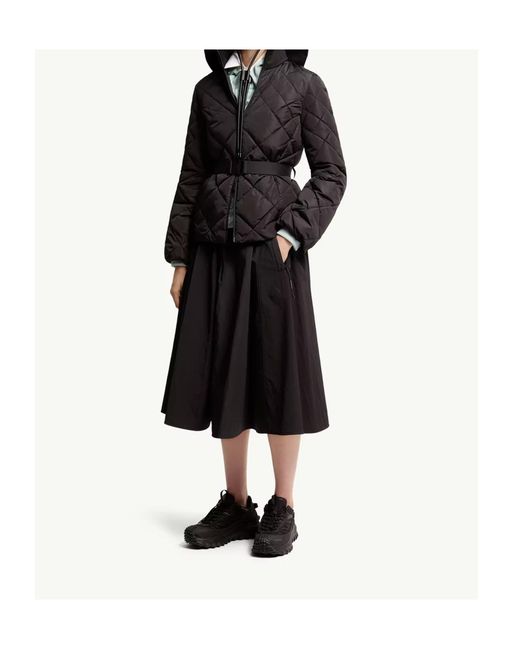 Moncler Black Balsamine Geometric-Quilted Short Down Jacket