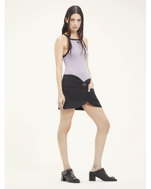 Courreges Purple Buckle Cotton Tank Top