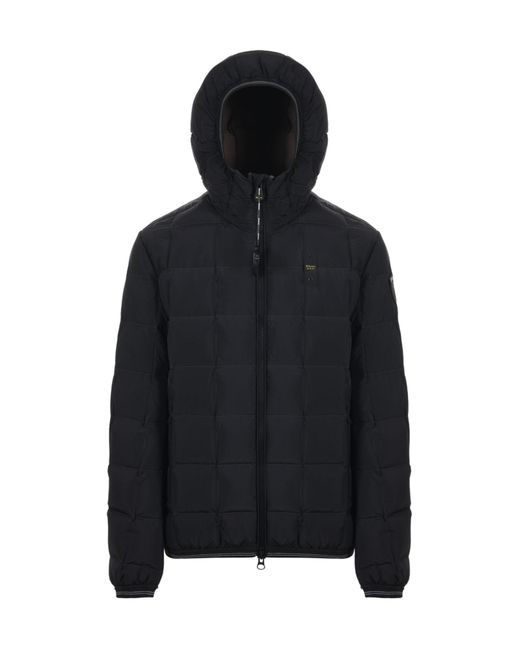 Blauer Usa Black Blauer Quilted Hooded Down Jacket for men