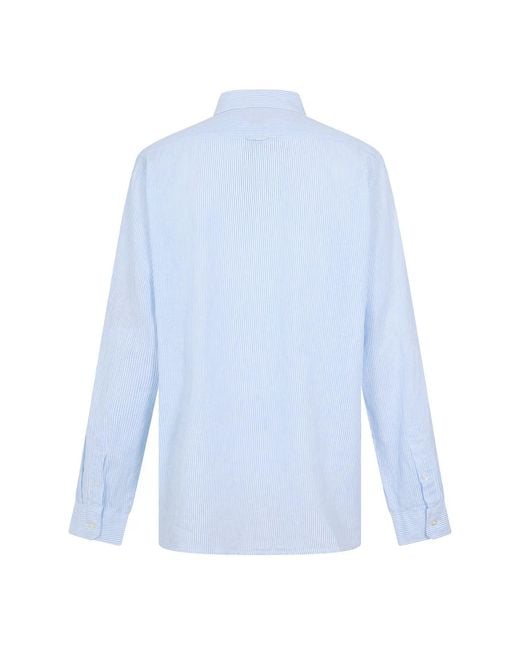Woolrich Blue Wool Stripe Shirt Sn99 for men