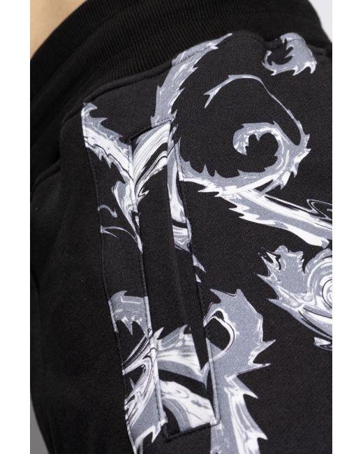 Versace Jeans Black Couture Baroque-Printed Drawstring Sweatpants for men