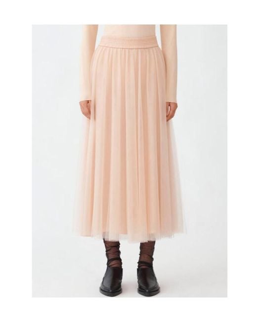 Fabiana Filippi Natural High Waist Tulle Midi Skirt