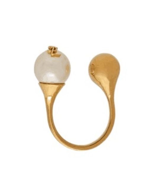 Saint Laurent Metallic Cassandre Logo Plaque Ring