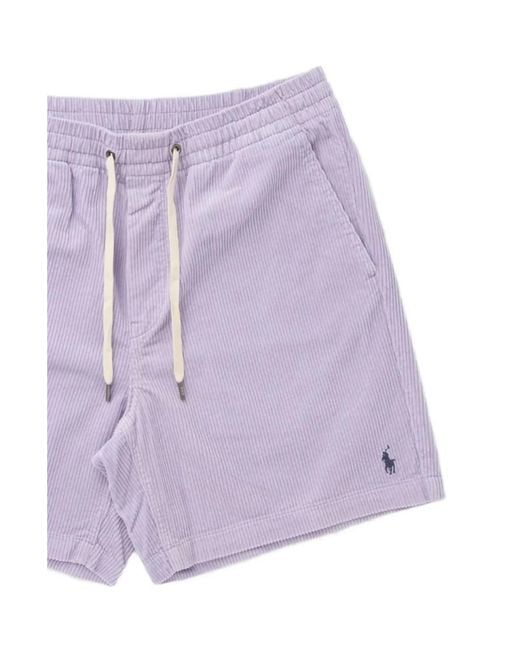 Polo Ralph Lauren Purple Corduroy Drawstring Shorts for men