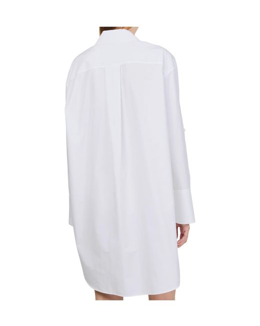 Loewe White Lapel Long-Sleeved Dress