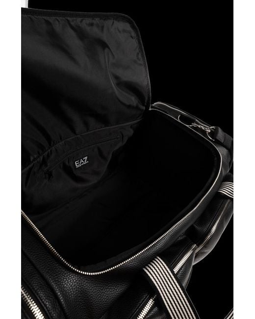 EA7 Black Logo Duffel Bag for men
