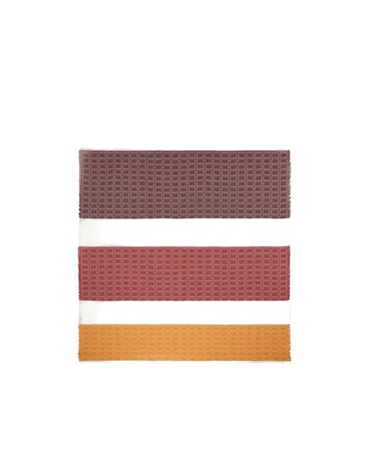 Ferragamo Red Ferragamo Gancini Colourblock Frayed-Edge Scarf for men