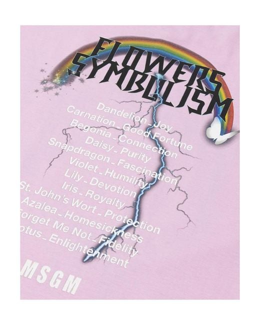 MSGM Pink Printed Short-Sleeved T-Shirt