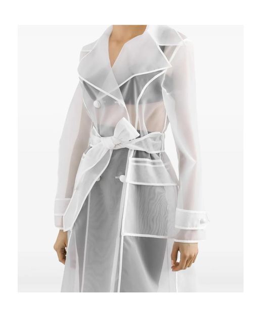 Dolce & Gabbana White Double-Breasted Trench Coat