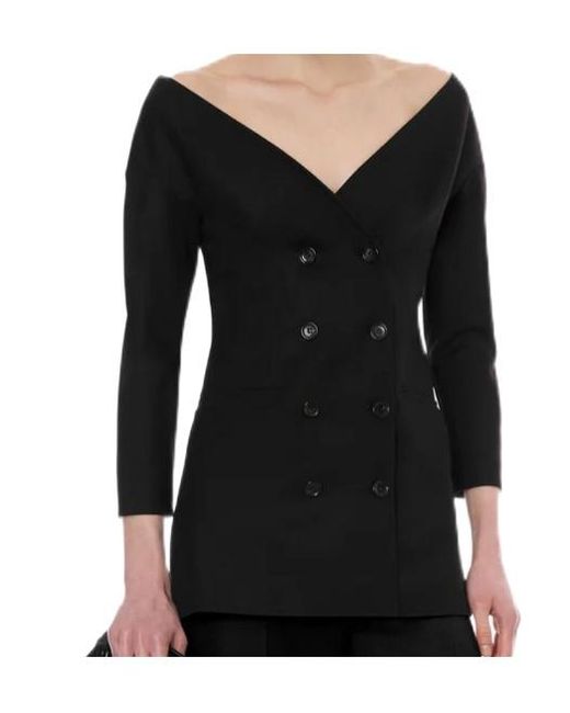 Alberta Ferretti Black Lightweight Stretch Wool Jacket