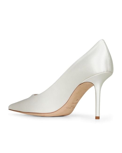 Jimmy Choo White Love 85 Satin Pumps