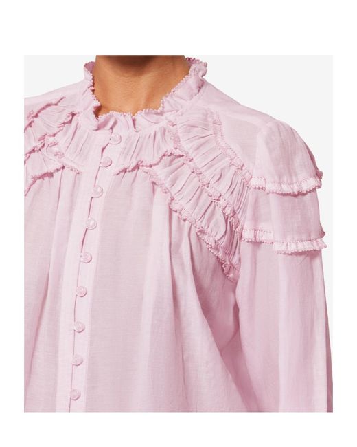 Isabel Marant Pink Isabel Marant Étoile Christa Ruffled Buttoned Blouse