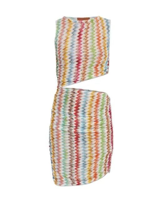 Missoni White Cutout Patterned Mini Dress