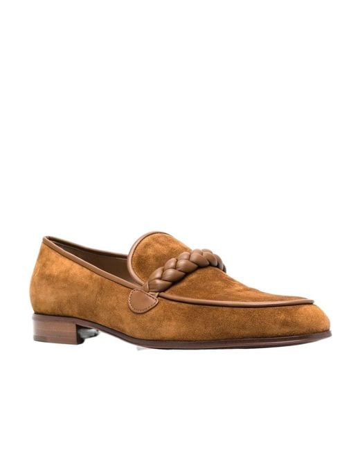 Gianvito Rossi Brown Massimo Braided Suede Loafers for men