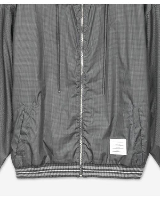 Thom Browne Gray Logo-Patch Ripstop Lightweight Jacket for men