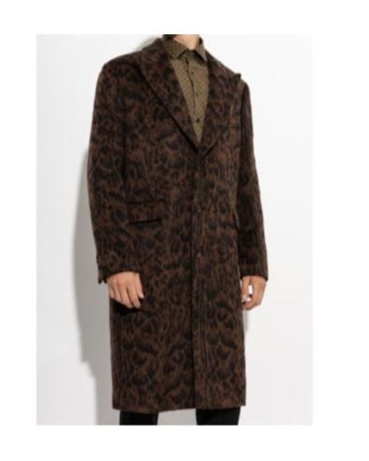 Etro Brown Animal Pattern Single-Breasted Coat for men
