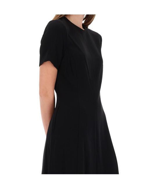 Theory Black Crepe Flared Hem Midi Dress