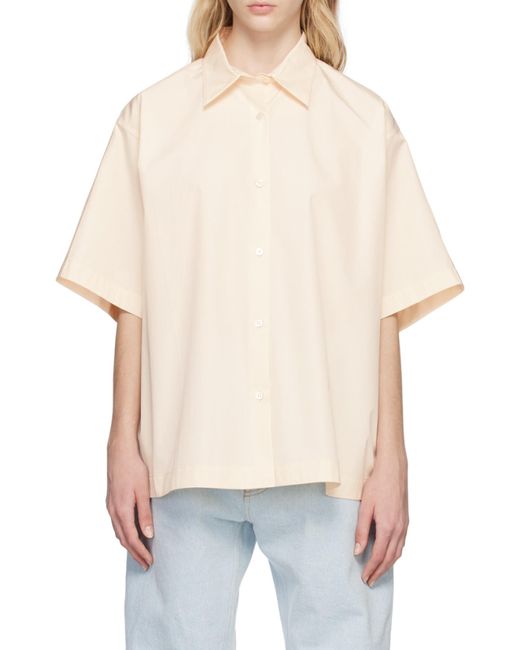 Studio Nicholson White Lapel Short-Sleeved Shirt