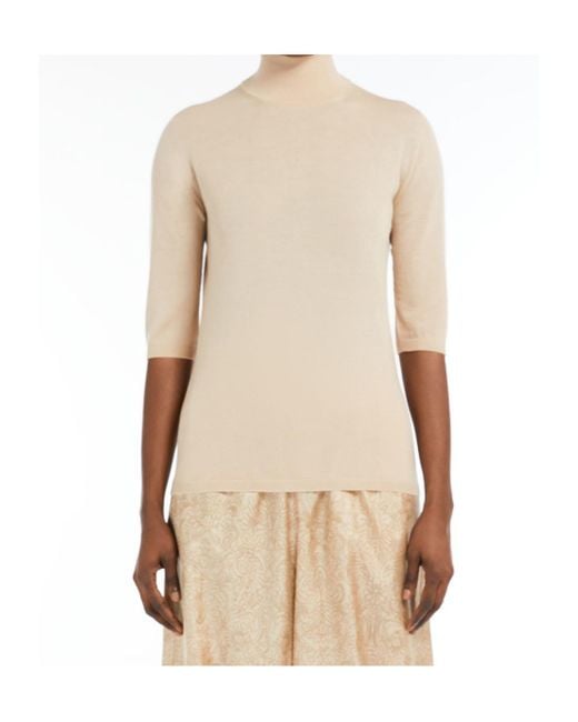 Max Mara Natural Cecina High Neck Half-Sleeved Jumper