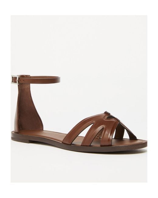 Max Mara Brown Flat Leather Sandals