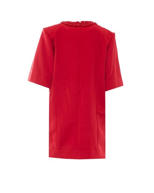 Essentiel Antwerp Red Kaylin Embellished Shift Dress