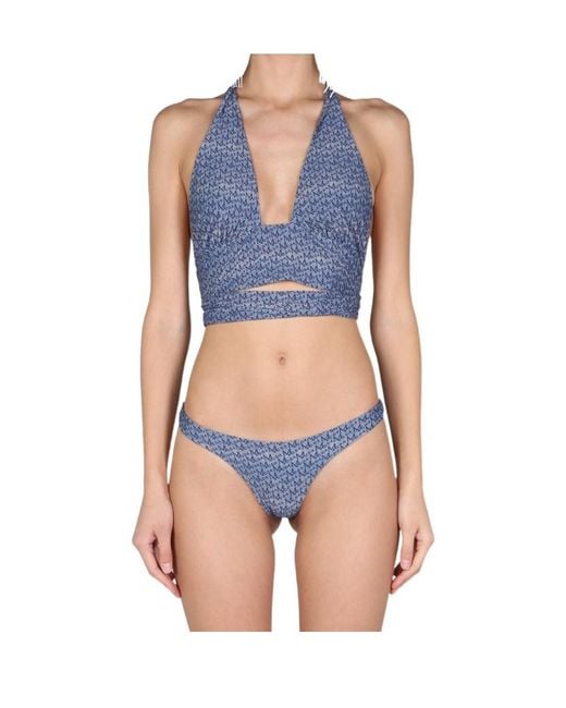 Magda Butrym Blue Monogram Bikini Top