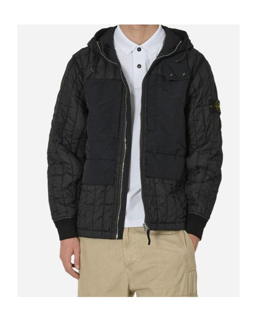 Stone Island Black Compass-Badge Quilted Jacket for men