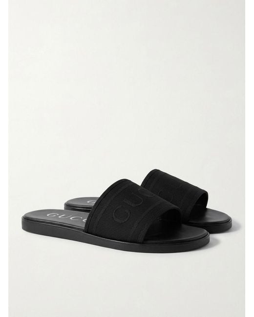 Gucci Black Tonal Logo Slide Sandals for men