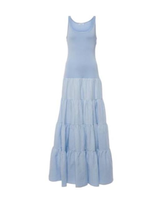 Gabriela Hearst Blue Pozas Tiered Linen Maxi Dress