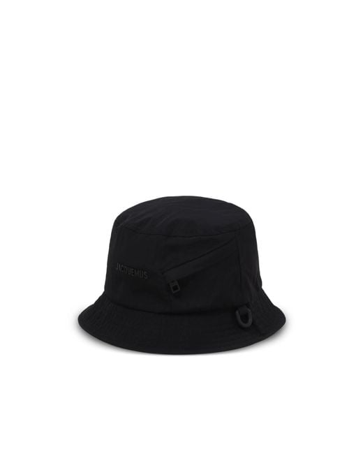 Jacquemus Black Logo Lettering Narrow Brim Bucket Hat