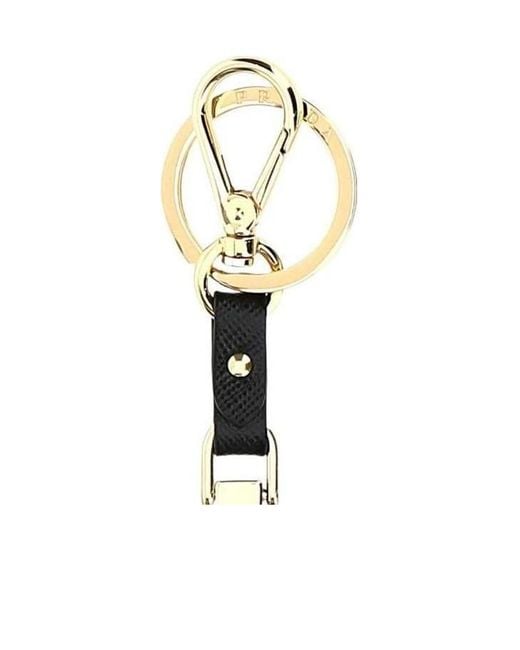 Prada White Triangle Logo Keyring