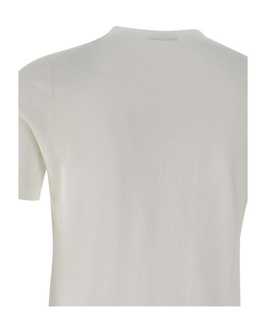 Kangra Cashmere White Kangra Short-Sleeved Crewneck T-Shirt for men