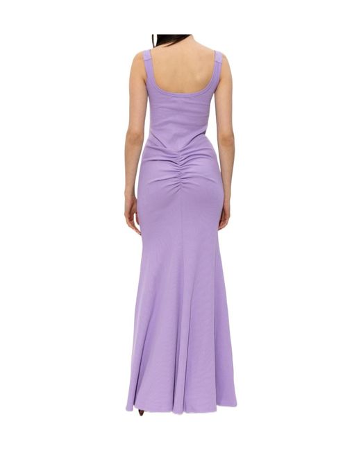 Versace Jeans Purple Couture Ruched Buckle-Strap Dress